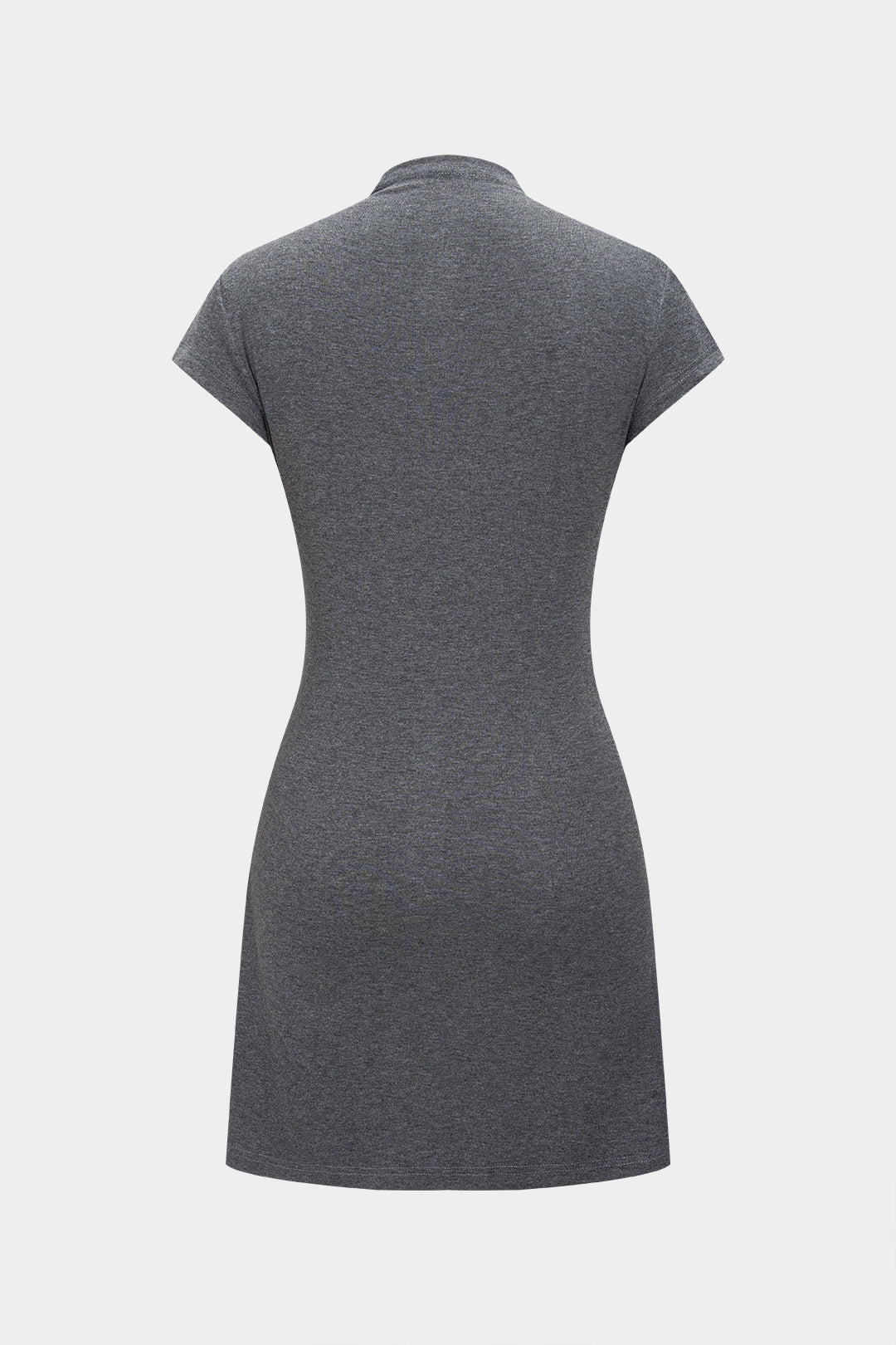 Solid Color A-Line Button Short Sleeve Mini Dress