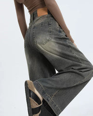 Retro School Vintage Washed Effect Boyfriend Jeans