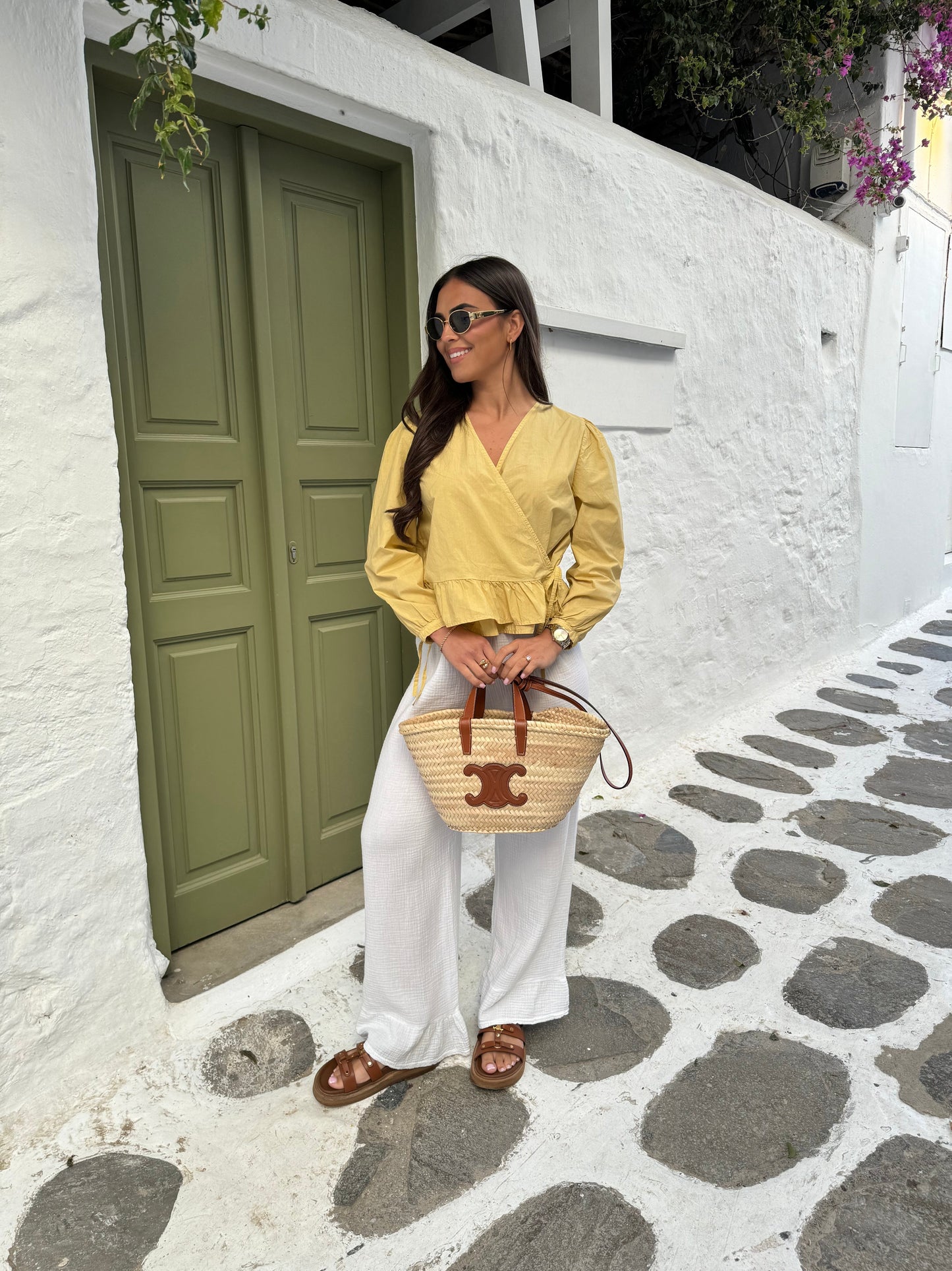 Blouse cache coeur moutarde