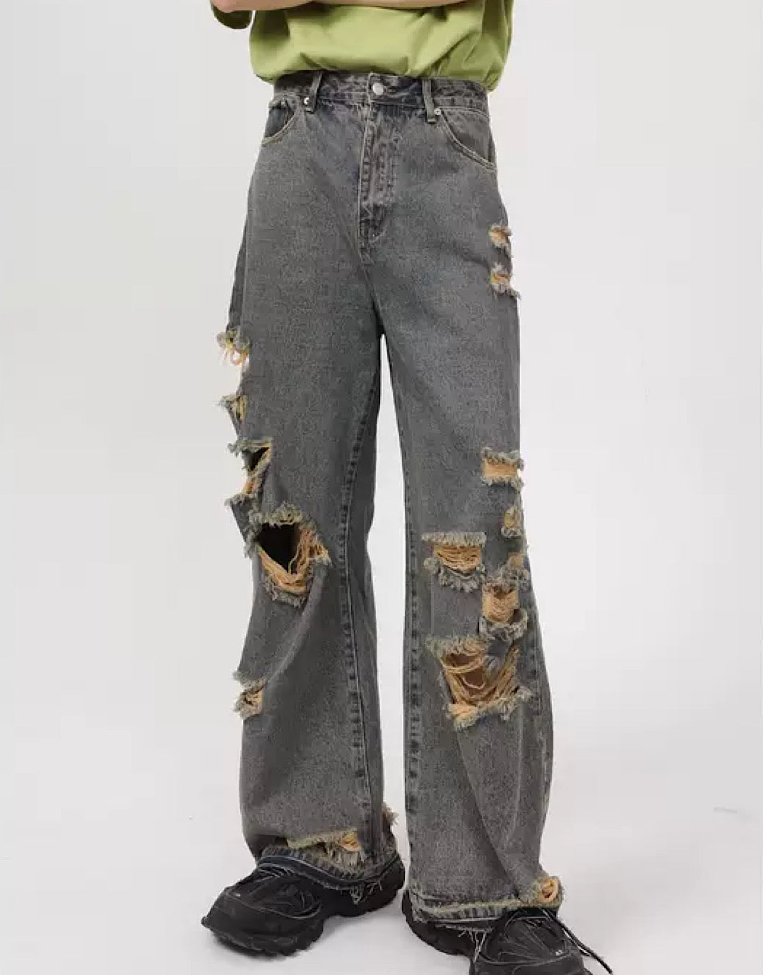 Dirty Punk High Damage Baggy Boyfriend Jeans