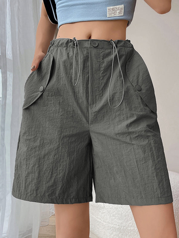 Grey Vintage Street Parachute Cargo Shorts