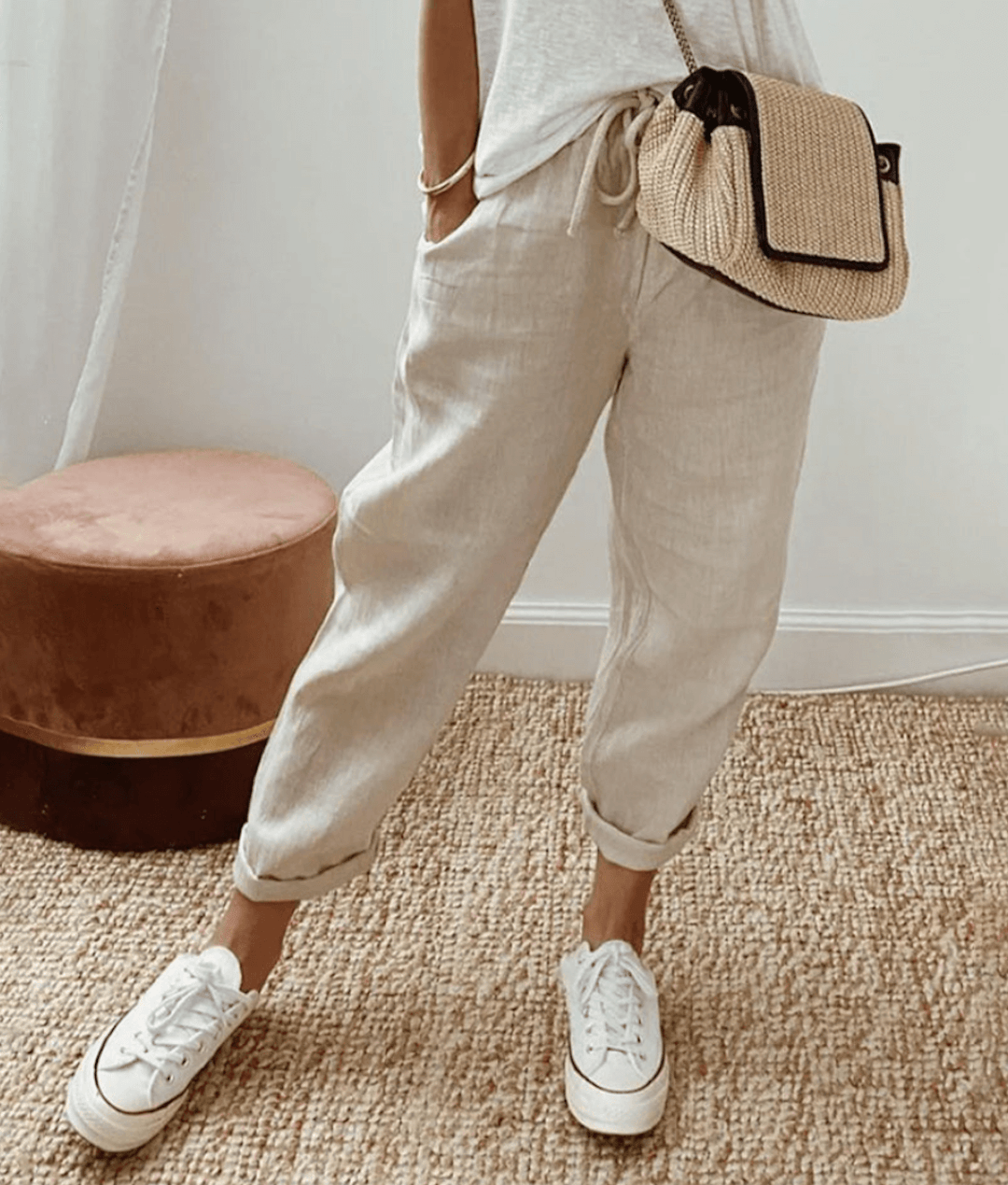 Riveâ„?| Elegant cotton-linen pants