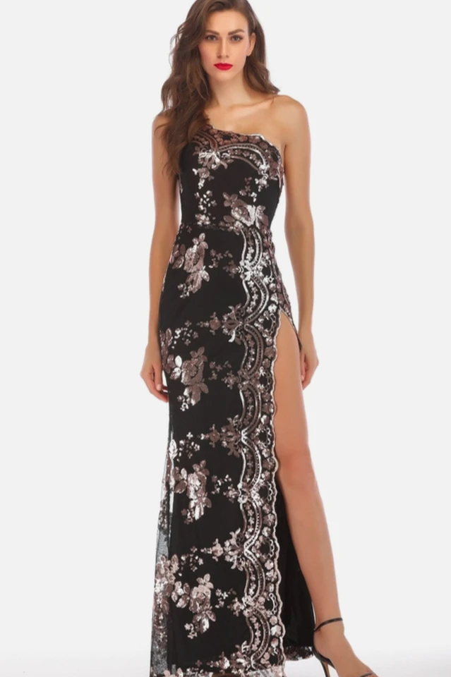 Shining Sequin Highly Split Maxi Dress