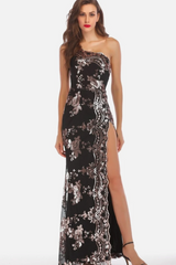 Shining Sequin Highly Split Maxi Dress