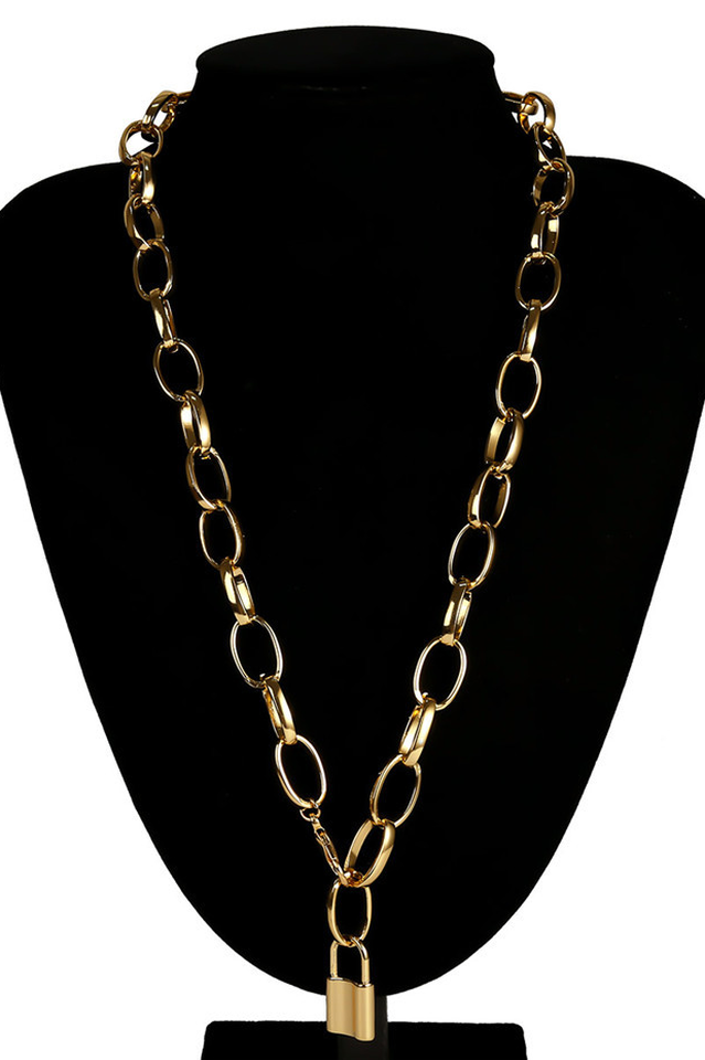 Lock Pendant Link Chain Necklace