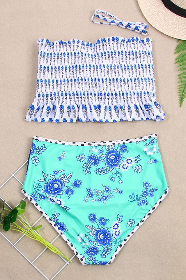 Floral Print High Waist Bikini Set