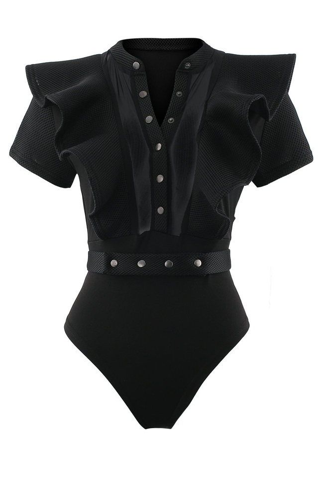 Goth Sissy Party Ruffle Bodysuit