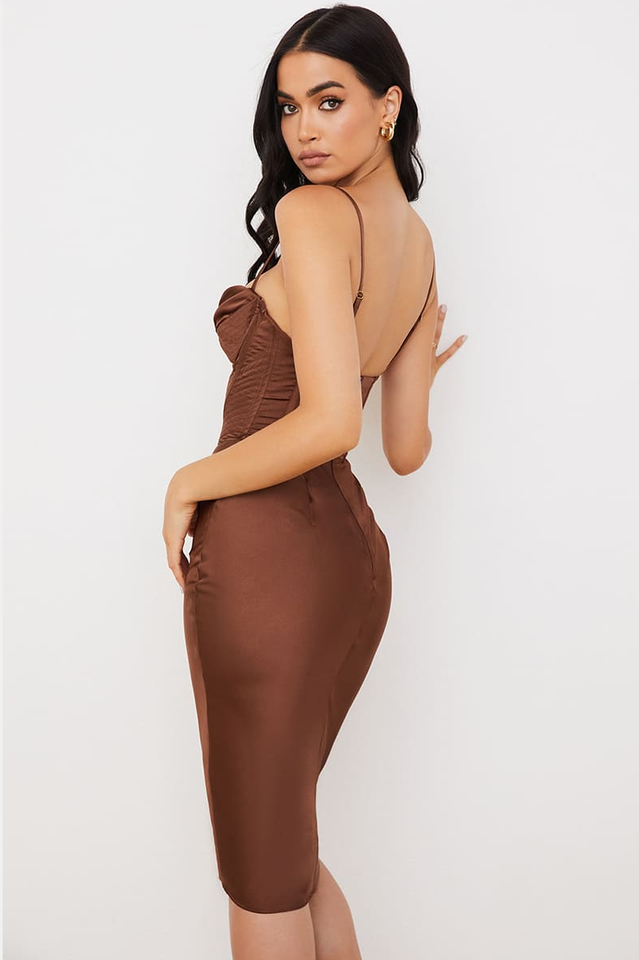 Absolute Elegance Satin Corset Midi Dress