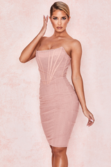 Mesh Strapless Corset Dress