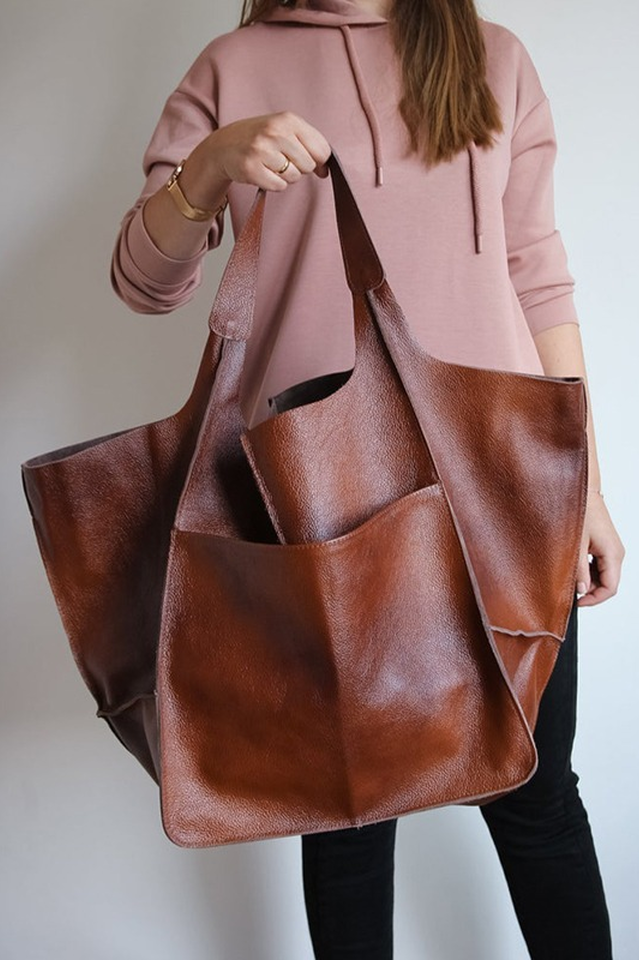 Large Leather Shopping Bag