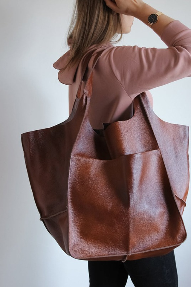 Large Leather Shopping Bag