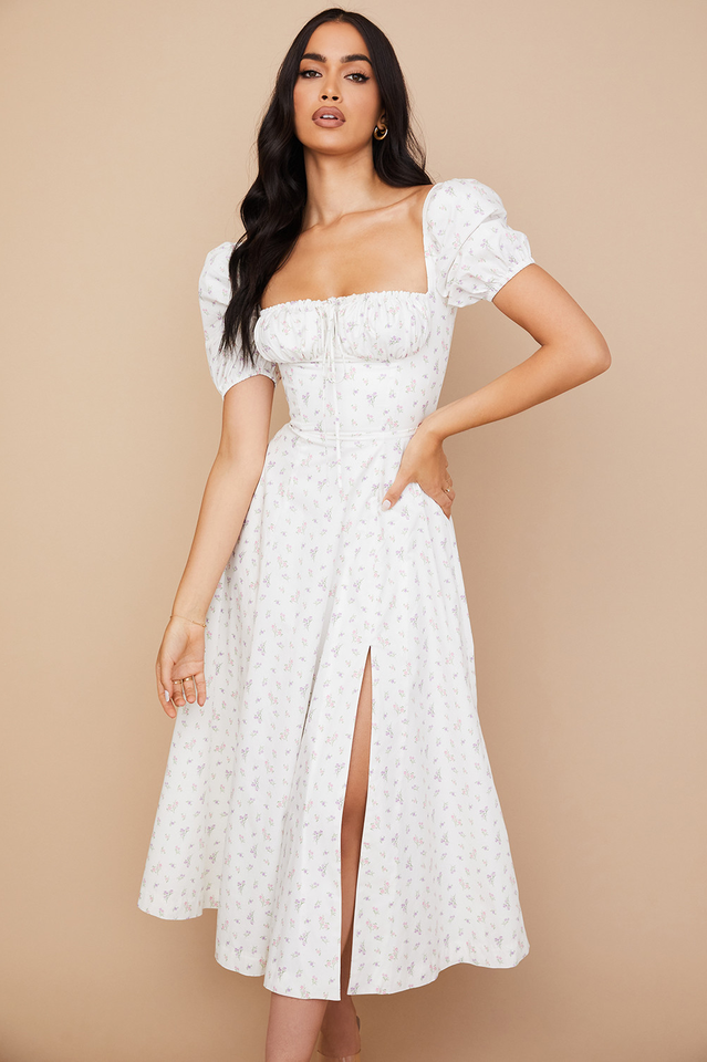 Tallulah Floral Puff Sleeve Midi Dress