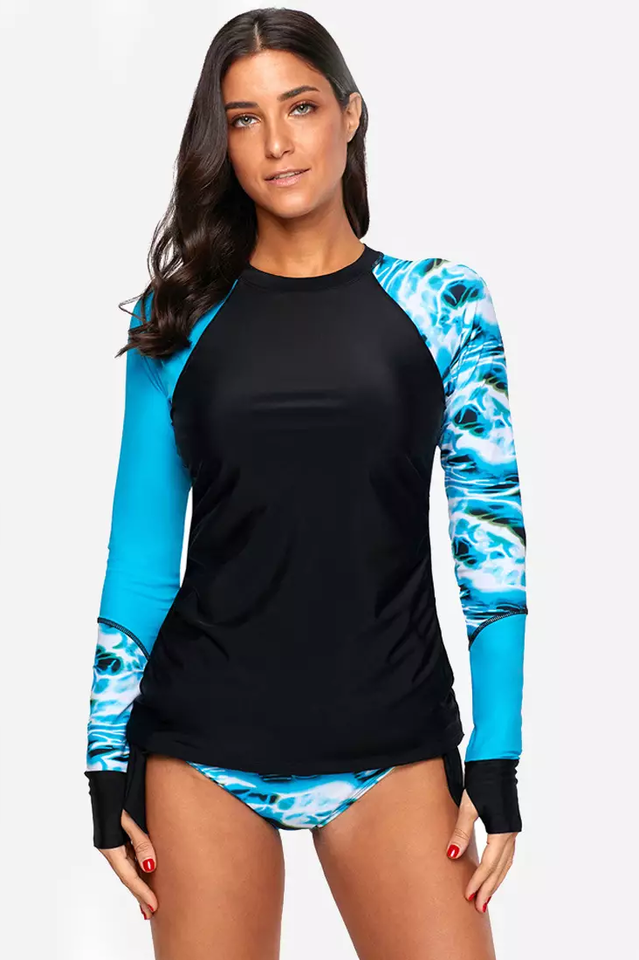 Vansa Printed Long Sleeve Swimsuit Set