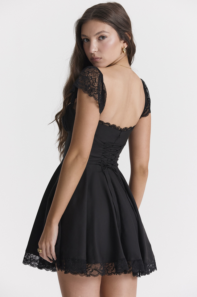 Kaia Black A-Line Mini Dress