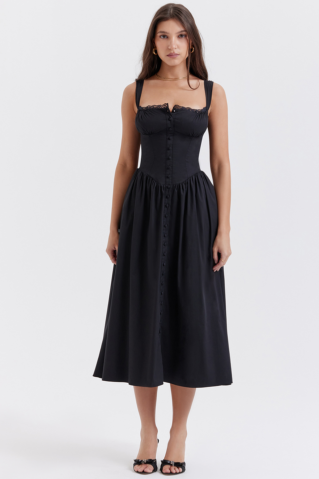 Tatiana Black Midi Sundress