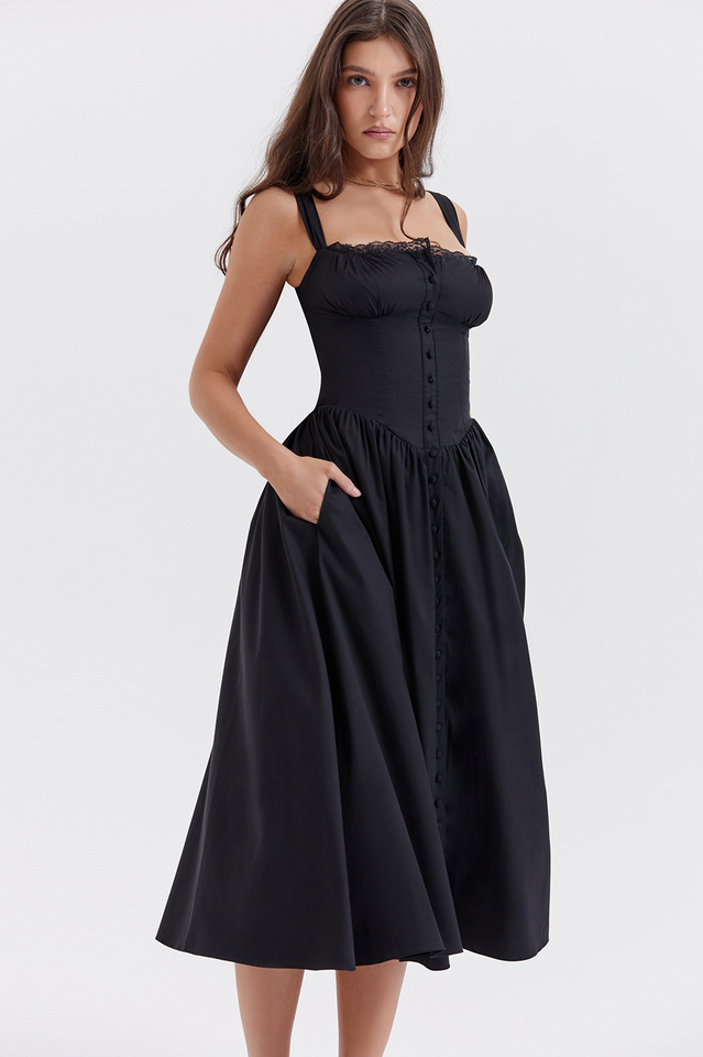 Tatiana Black Midi Sundress