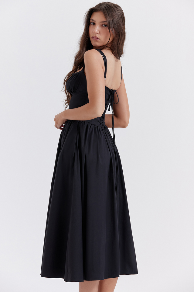 Tatiana Black Midi Sundress