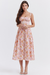 Tatiana Pink Floral Print Midi Dress