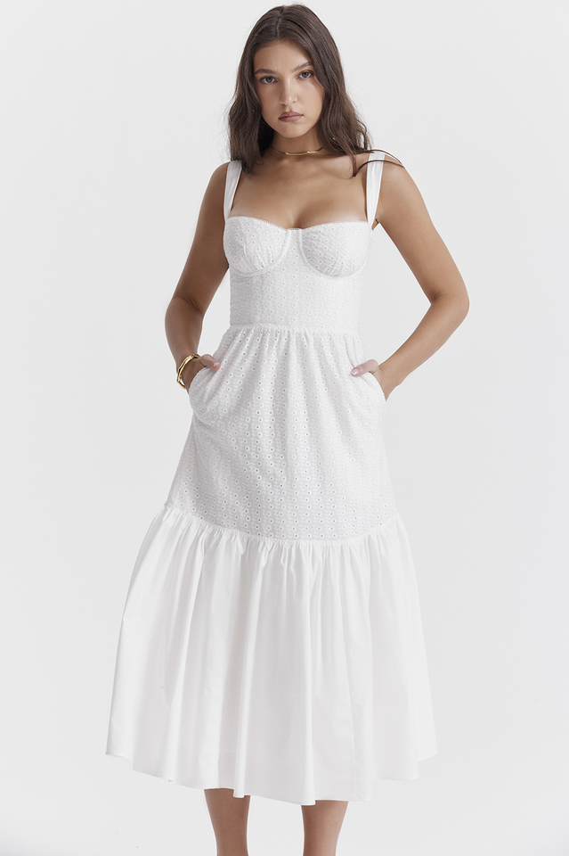 Elia White Broderie Anglaise Midi Dress