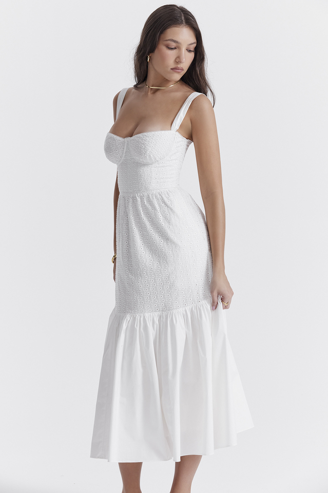 Elia White Broderie Anglaise Midi Dress