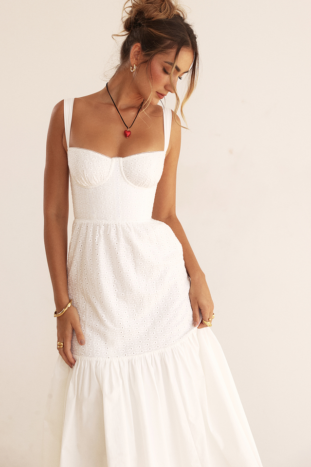 Elia White Broderie Anglaise Midi Dress