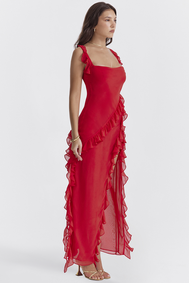 Ariel Cherry Pleated Maxi Dress