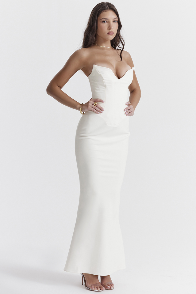 Tamara Ivory Strapless Corset Dress