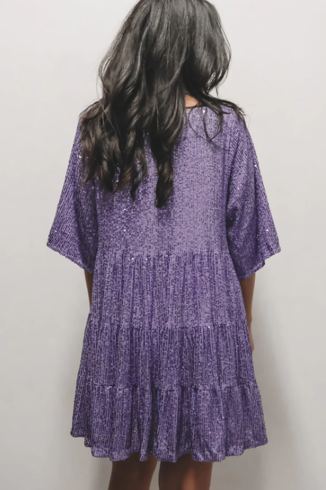 My Queen Sequin Baby Doll Dress