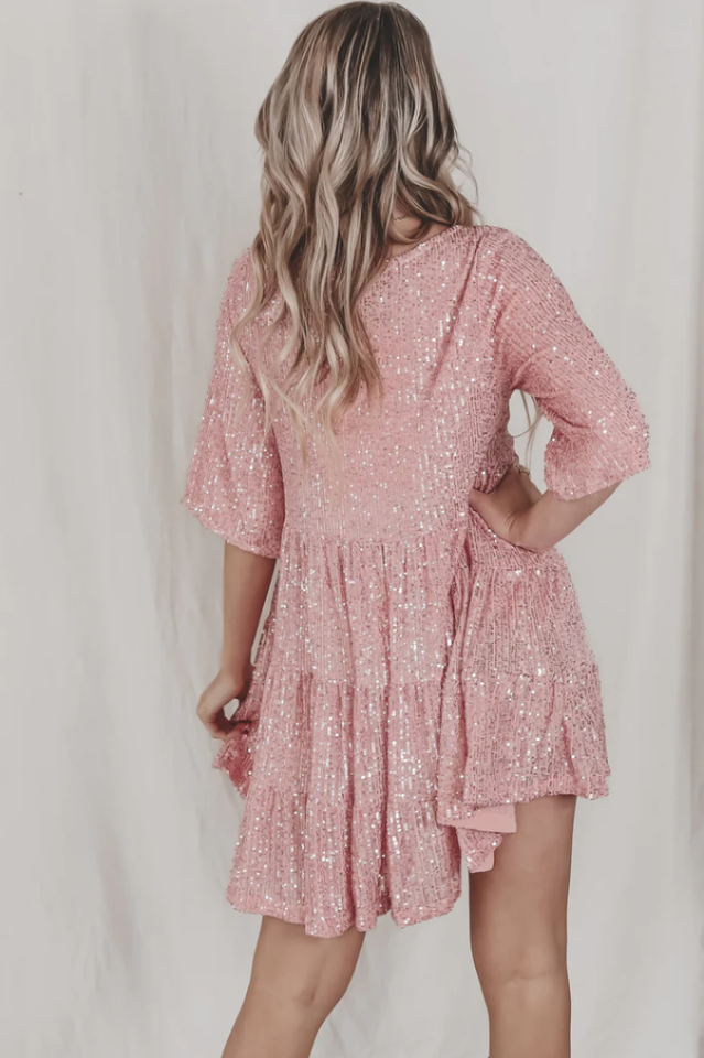 My Queen Sequin Baby Doll Dress