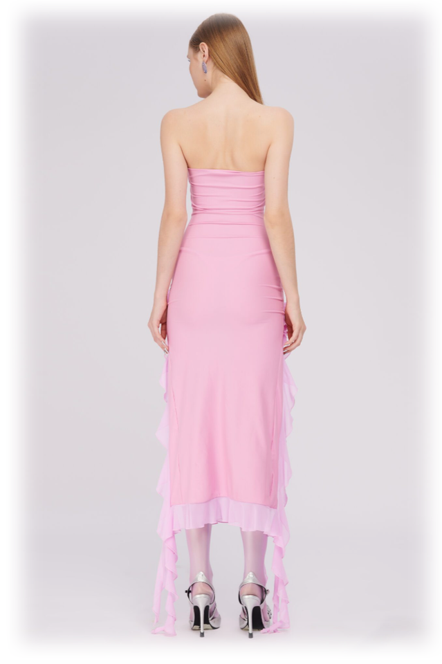 Irregular Tulle Bandeau Dress