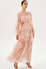 Faye Round Neck Balloon Sleeve Maxi Dress