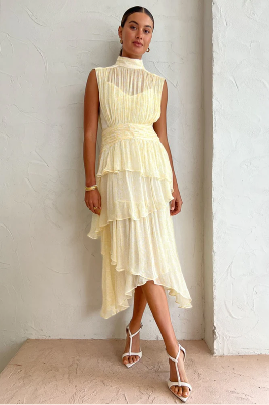 Faye Sleeveless Ruched Midi Dress