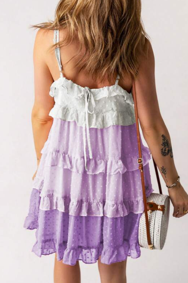 Swiss Dot Ruffled Tiered Mini Dress