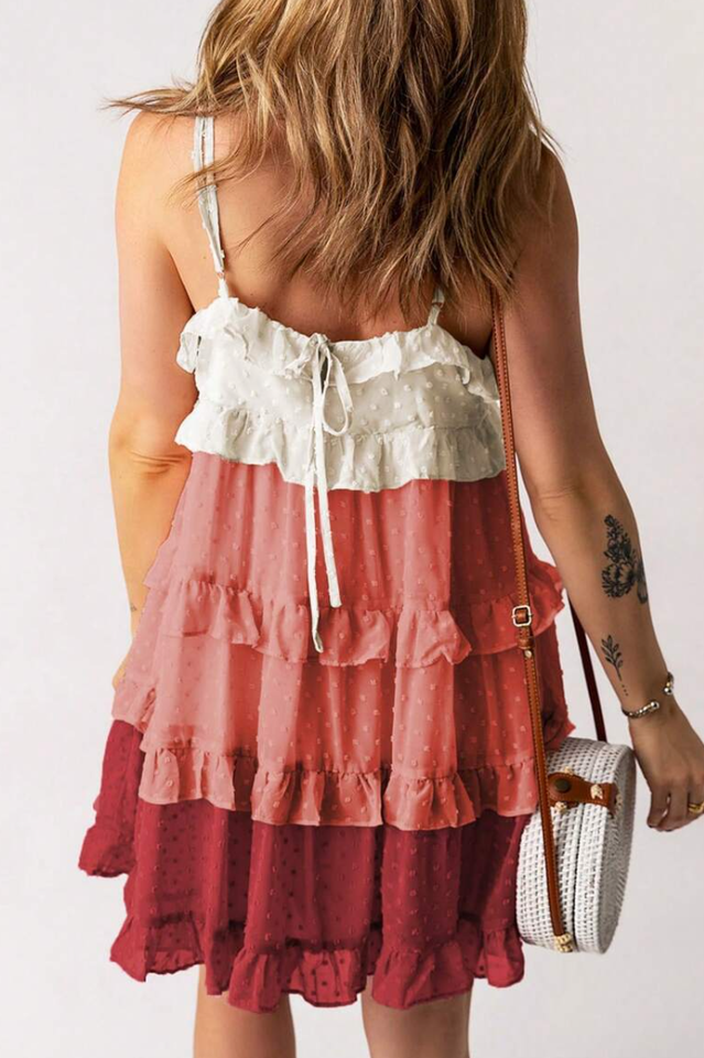 Swiss Dot Ruffled Tiered Mini Dress