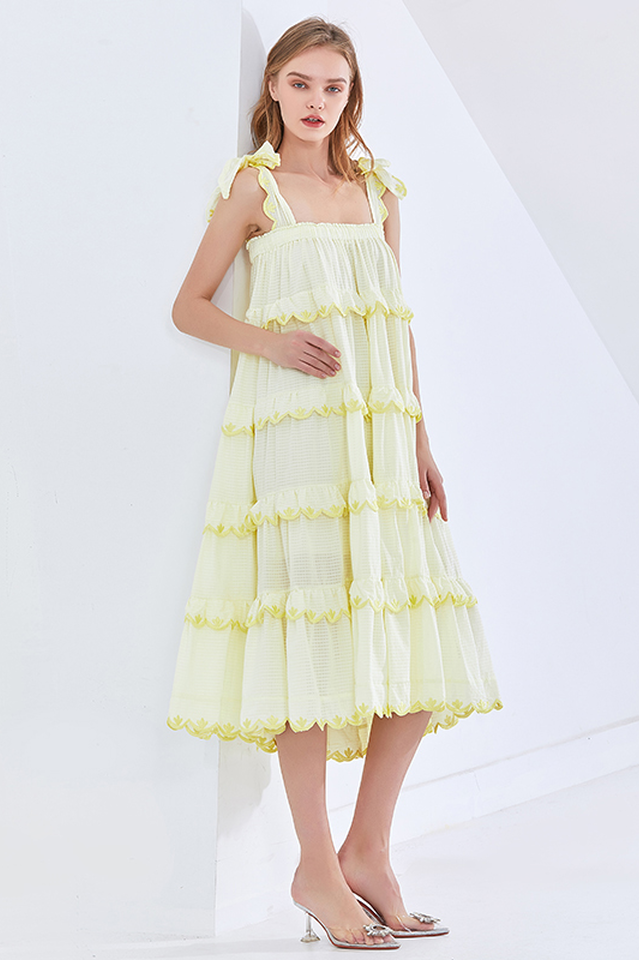 Sleeveless Overlay Ruffle Maxi Dress