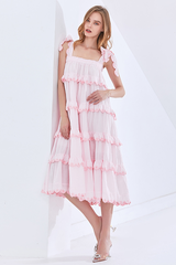 Sleeveless Overlay Ruffle Maxi Dress