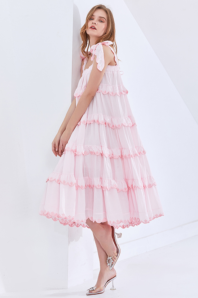 Sleeveless Overlay Ruffle Maxi Dress