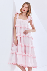 Sleeveless Overlay Ruffle Maxi Dress