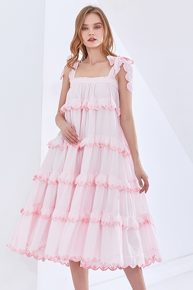 Sleeveless Overlay Ruffle Maxi Dress