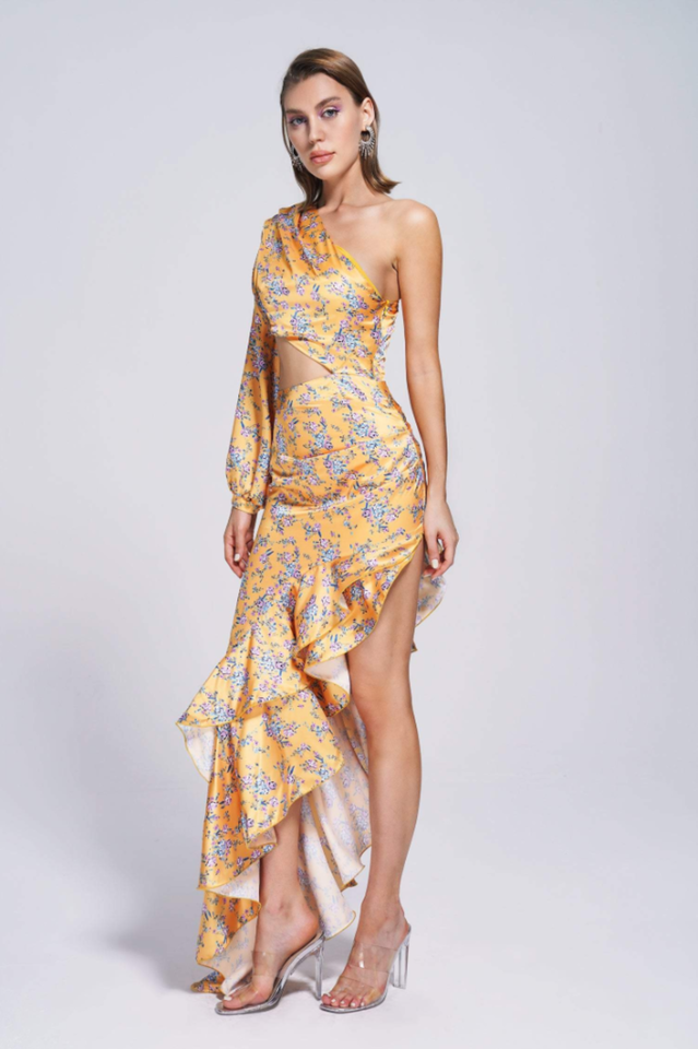 Cassidy One Shoulder Floral Maxi Dress