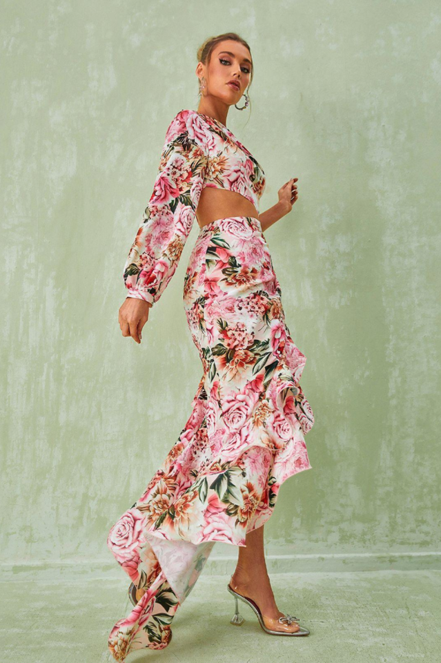 Cassidy One Shoulder Floral Maxi Dress