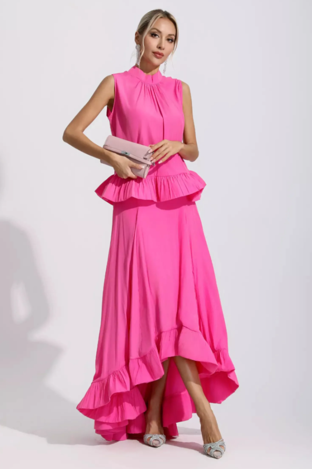 Elaine Pink Sleeveless Ruffle Mermaid Set