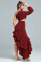 Megan One Shoulder Ruffle Formal Dress