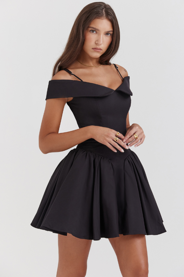 Elida Black Mini Dress