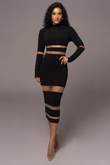 Stretch Chic Long Sleeves Pencil Dress