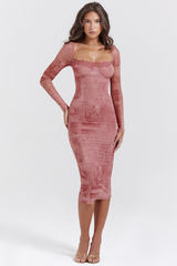 Seraphina Pink Printed Belted Dress