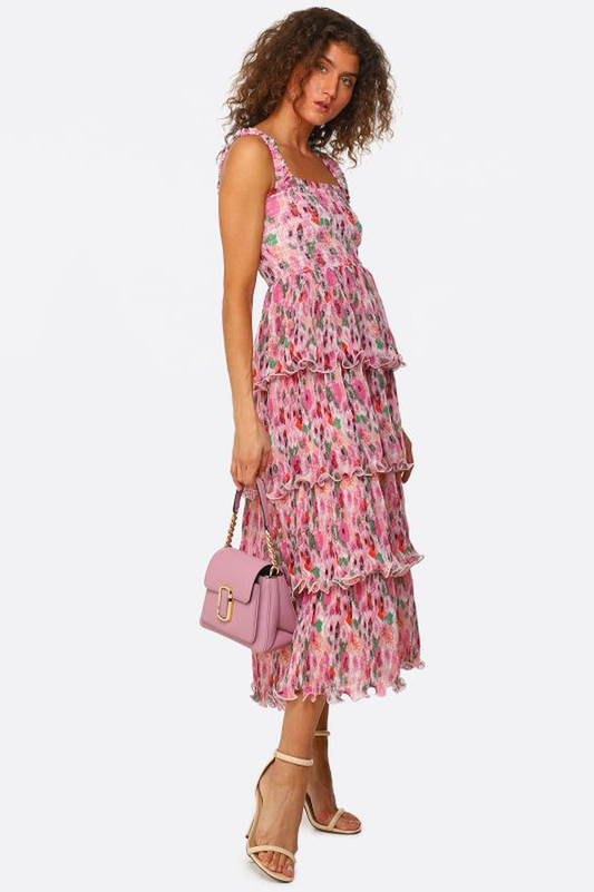 Floral Tiered Georgette Midi Dress