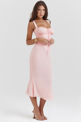 Syrah Soft Peach Strappy Midi Dress