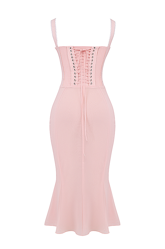 Syrah Soft Peach Strappy Midi Dress