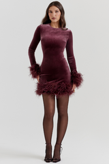 Lavinia Mulberry Velvet Mini Dress